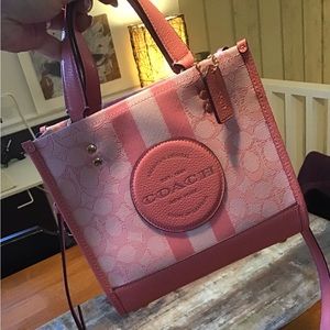 Coach Dempsey Signature Jacquard In Taffy Multi Tote 22